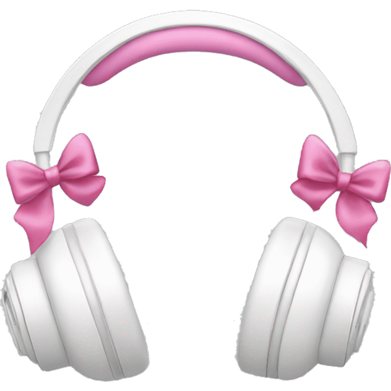 White headphones with a pink bow emoji