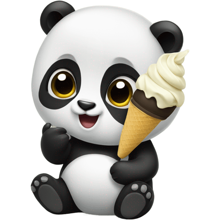 Panda eating ice cream emoji