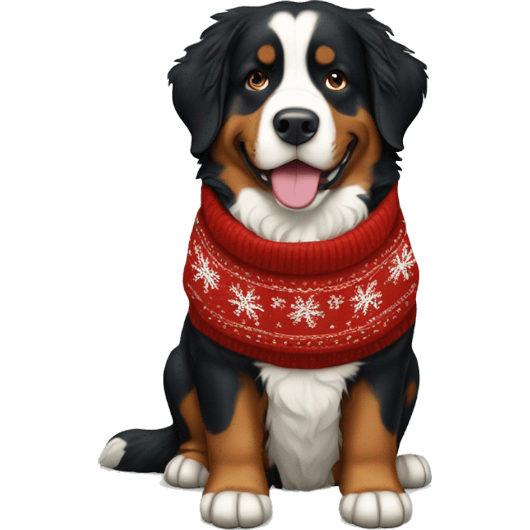 Bernese Mountain dog in christmas Sweater  emoji