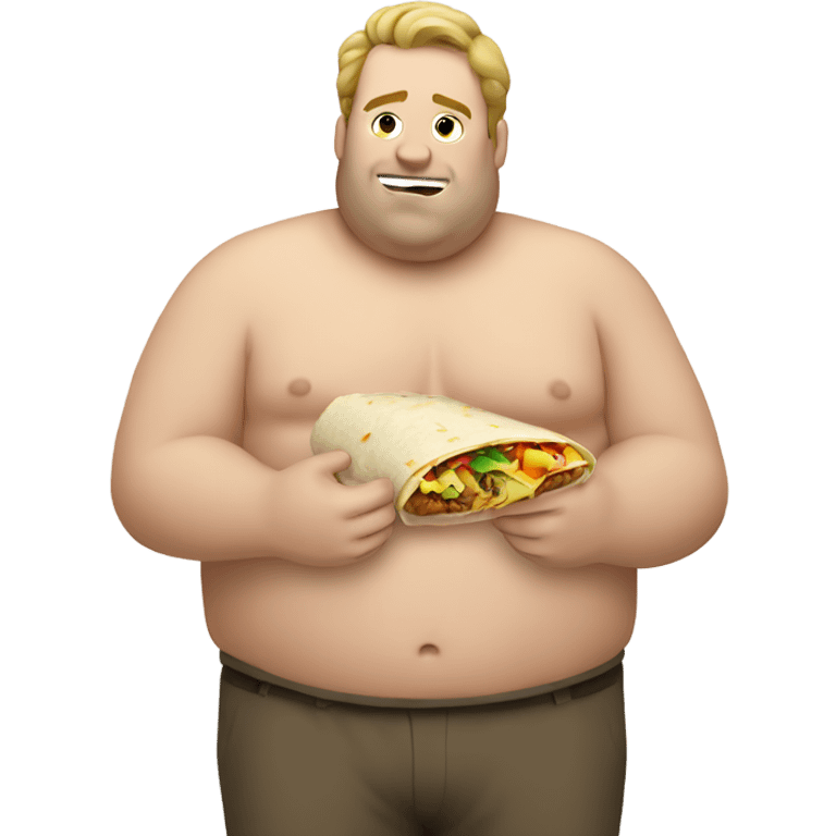 Fat white guy eating a burrito emoji