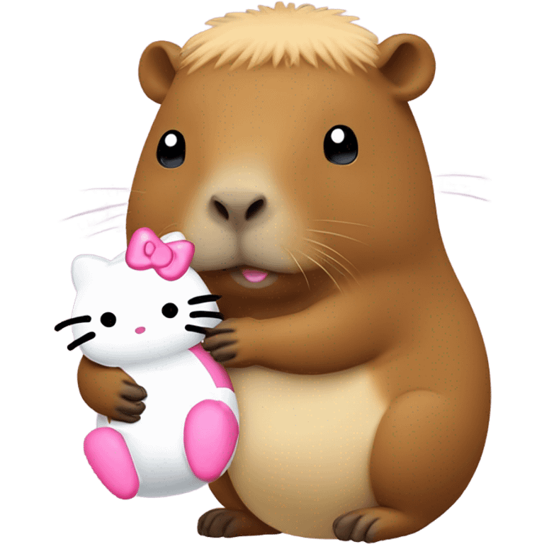 capybara with a hello kitty in its hands emoji