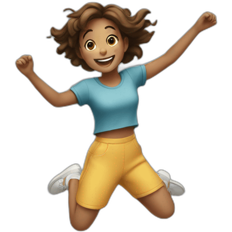 girl smiling and jumping emoji