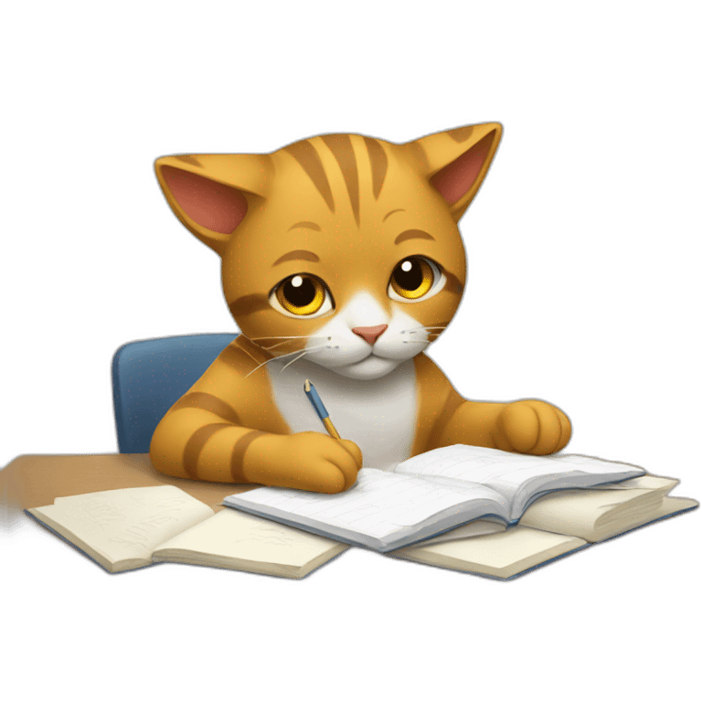 Cat doing homework emoji