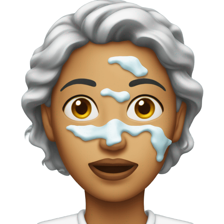 women with icing on her face emoji