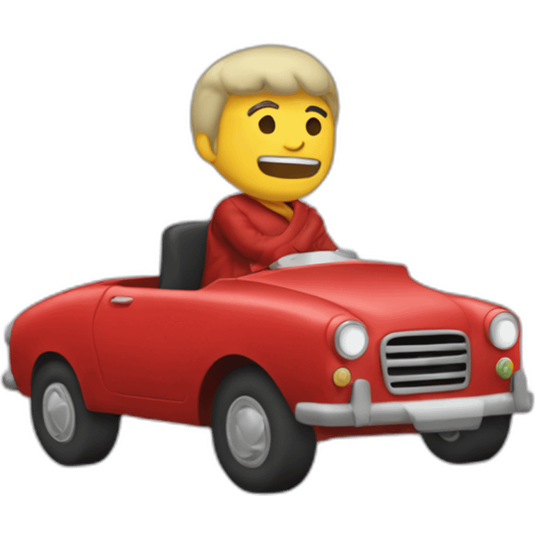 Gengis khan driving a red car emoji