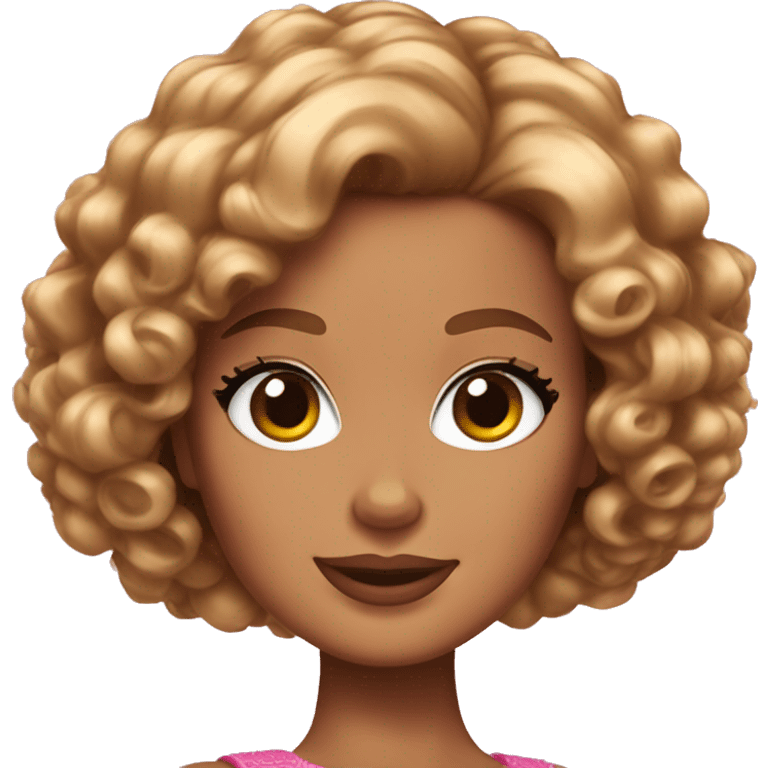 brown curly short hair barbie emoji