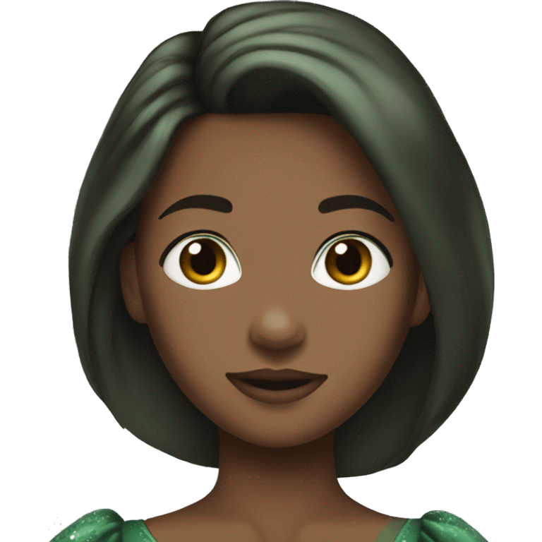 dark green princess dress brunette hair emoji