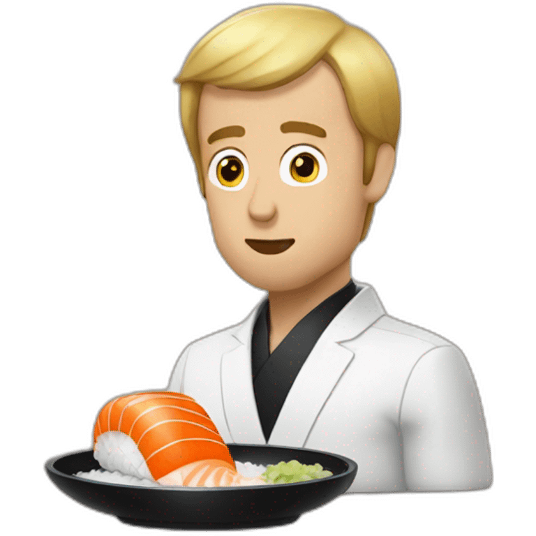 Macron qui mange un sushi emoji