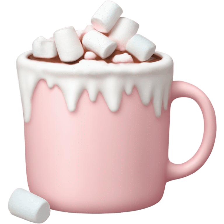 Light Pink mug of hot chocolate with marshmallows  emoji