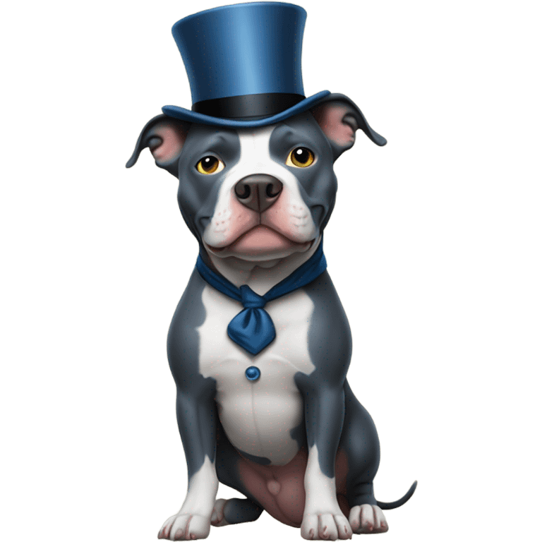 Blue pitbull standing on two legs with a top hat and monocle  emoji