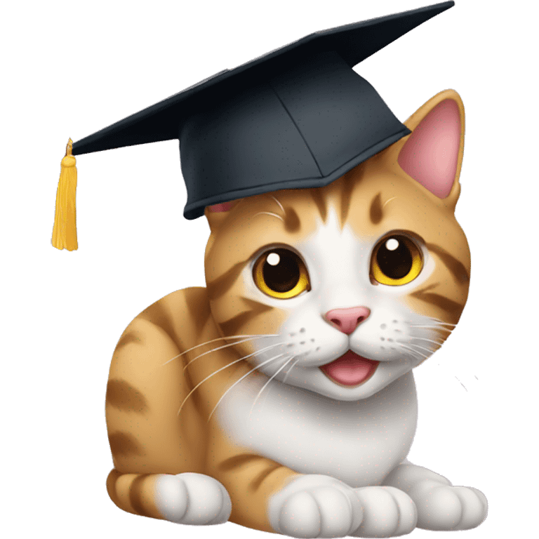 kitty with graduation hat emoji