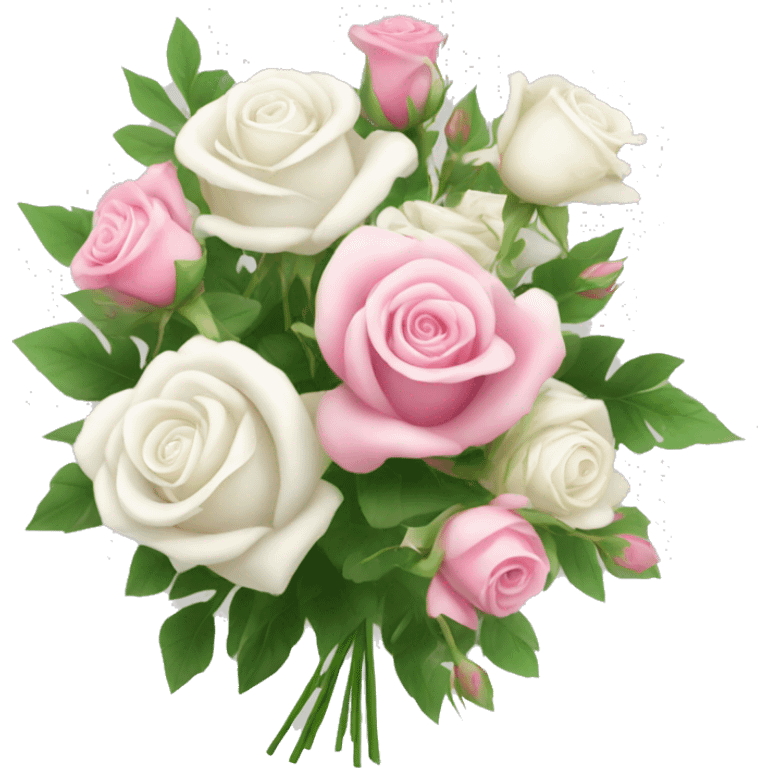 flower bouquet roses white and pink with greenery emoji