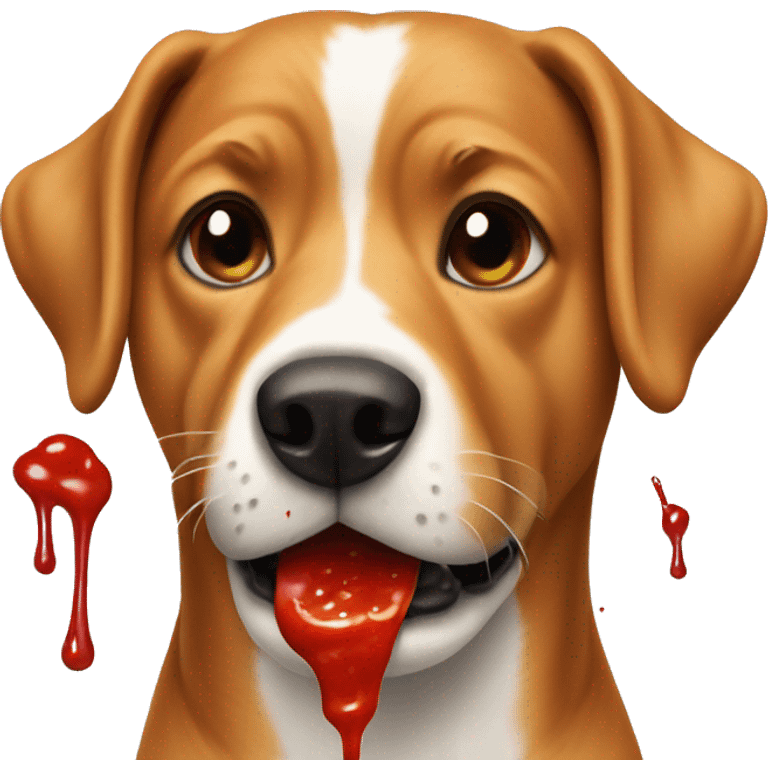 dog with ketchup splatters on it  emoji