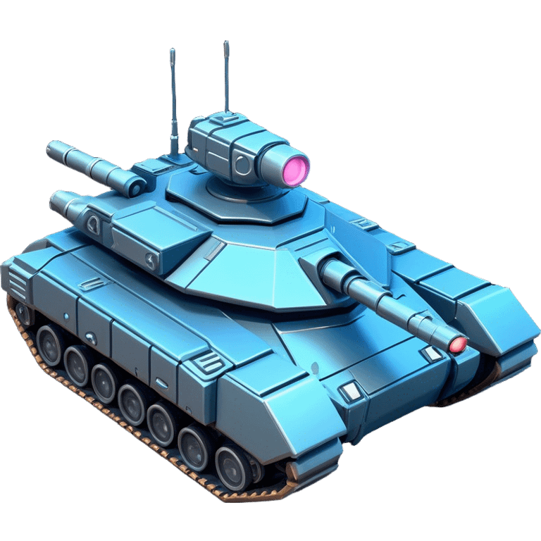 Clash of Clans aesthetic: Cinematic Playful Space Tank Emoji, rendered in a 3D vector-style similar to standard emojis with minimal shading and bold, simplified shapes. A robust, isometric armored vehicle with sleek futuristic plating and energy cannons, softly glowing with a high-tech cosmic combat charm. Simplified yet unmistakably iconic, highly detailed and consistent, glowing with a soft radiant shine and high gloss. Stylized with a touch of intergalactic warfare and a soft glowing outline, capturing the essence of a futuristic battle machine with a friendly, playful spirit! emoji