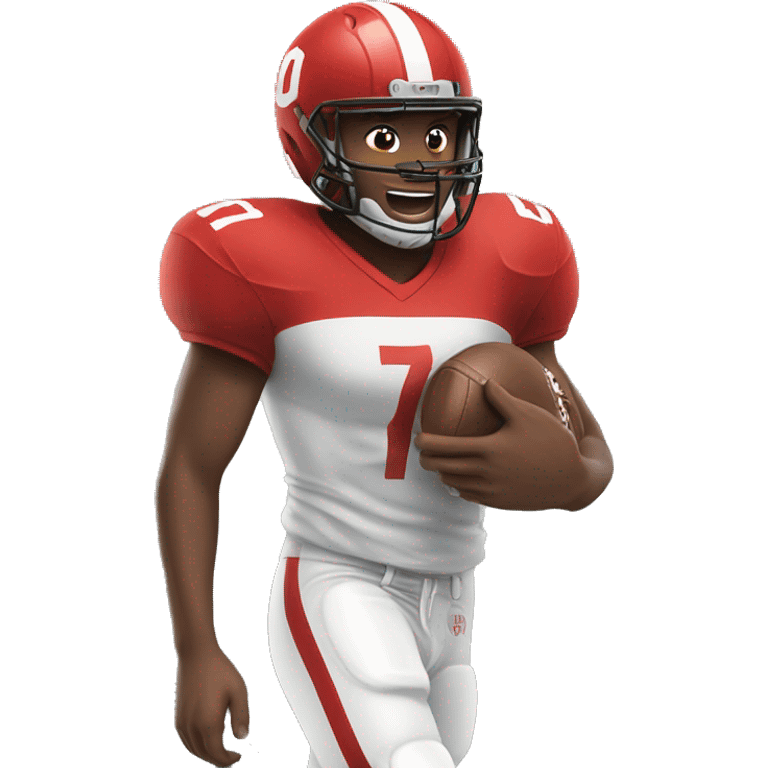 a football player with his backed turned wearing a red jersey and the number 7 emoji