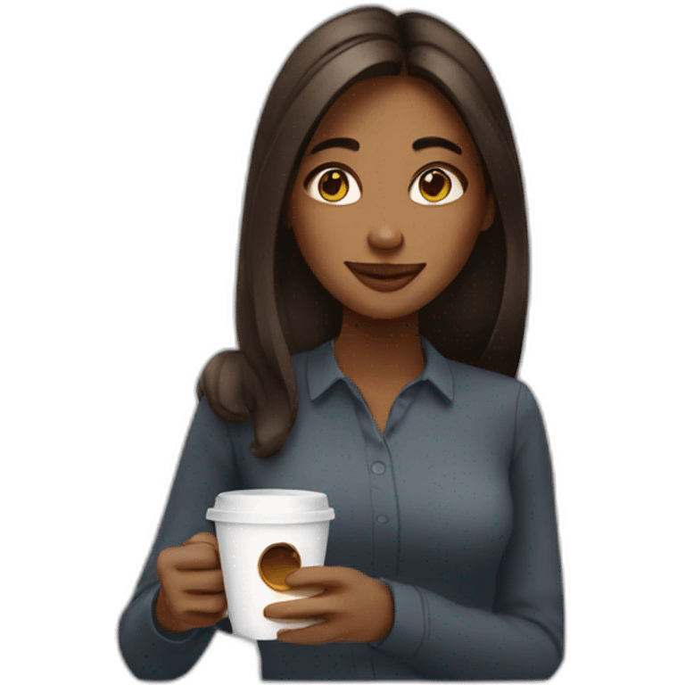 girl on work with coffee emoji