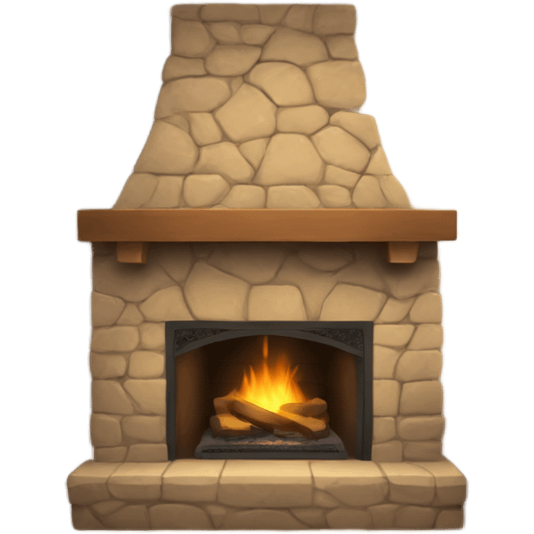 Cozy tan stone fireplace  emoji