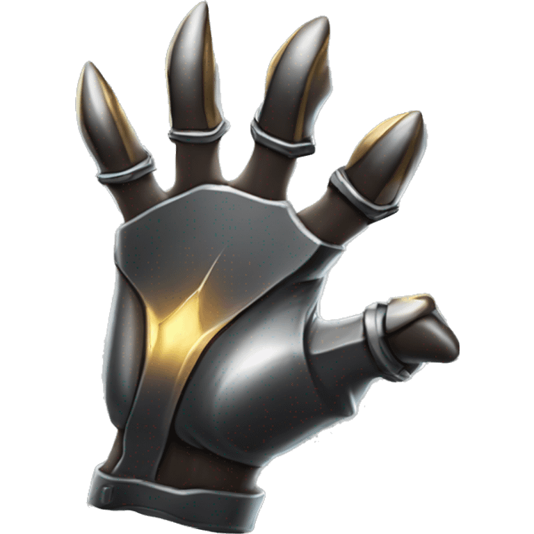 "Three sharp, metallic claws extending from a fist, shining with a steel gleam against a dark background." emoji