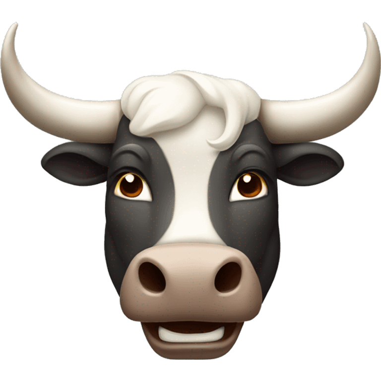 Happy bull head cartoon style  emoji