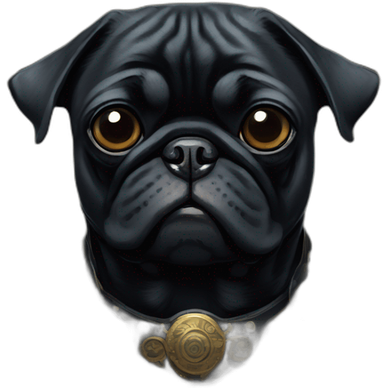 A cyberpunk black pug in Art Nouveau style during 1910 emoji