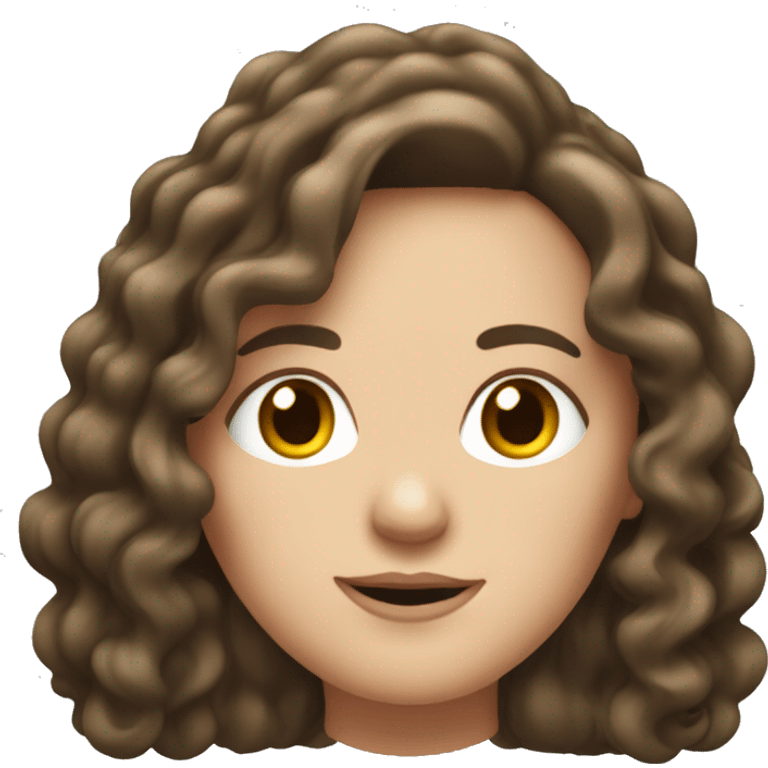 Brunette long curled hair, white woman, chubby 48 years old emoji