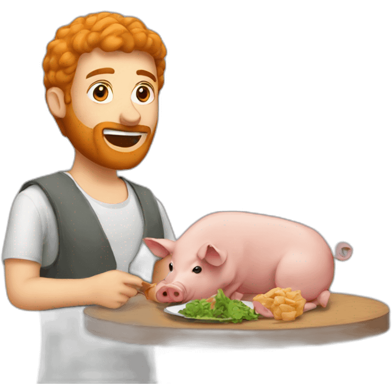 an ginger arab man eating pig emoji