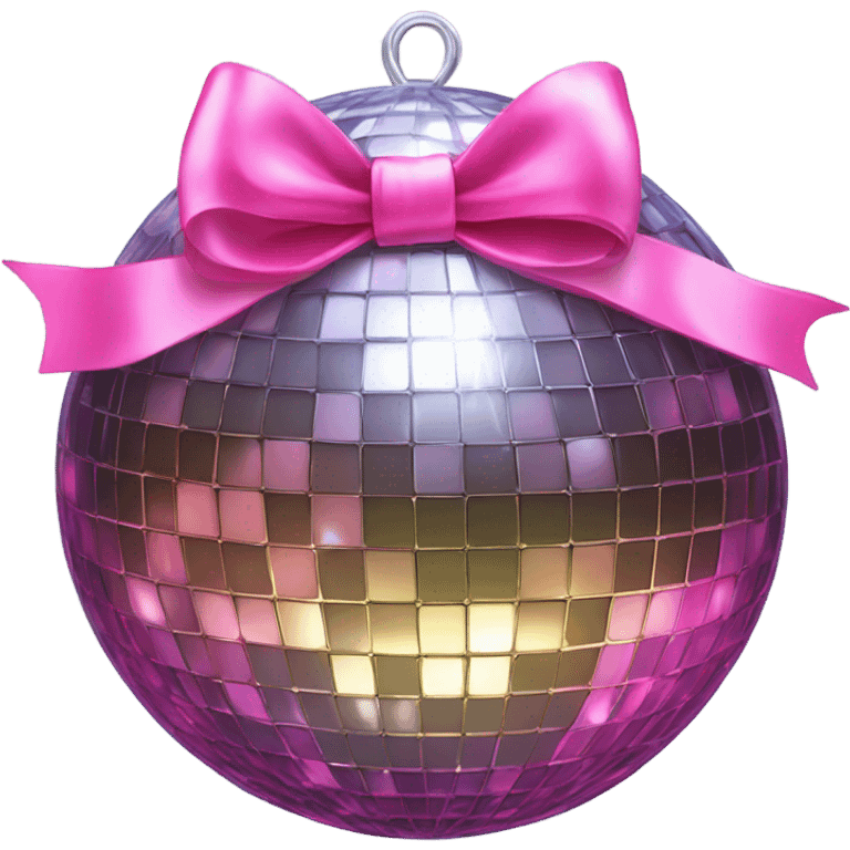 Disco ball with pink bow on top emoji