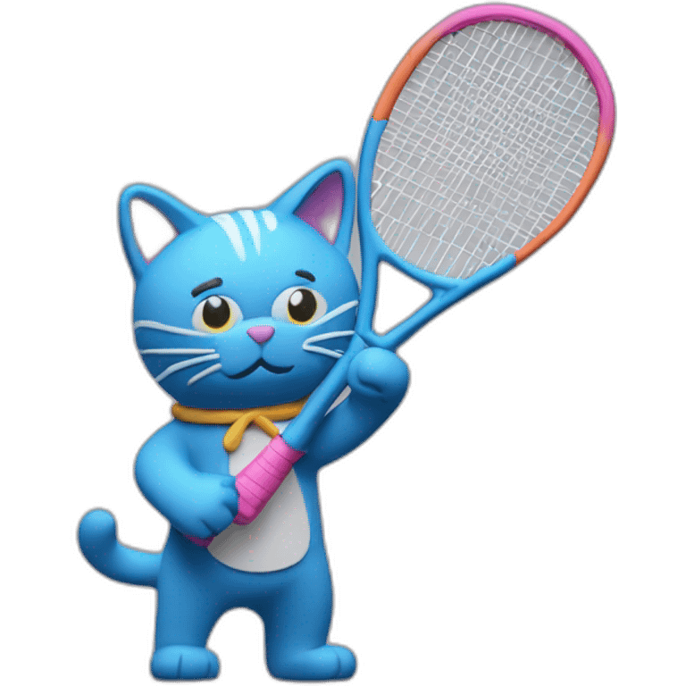 Plasticine cat with a tennis racket in his hand emoji