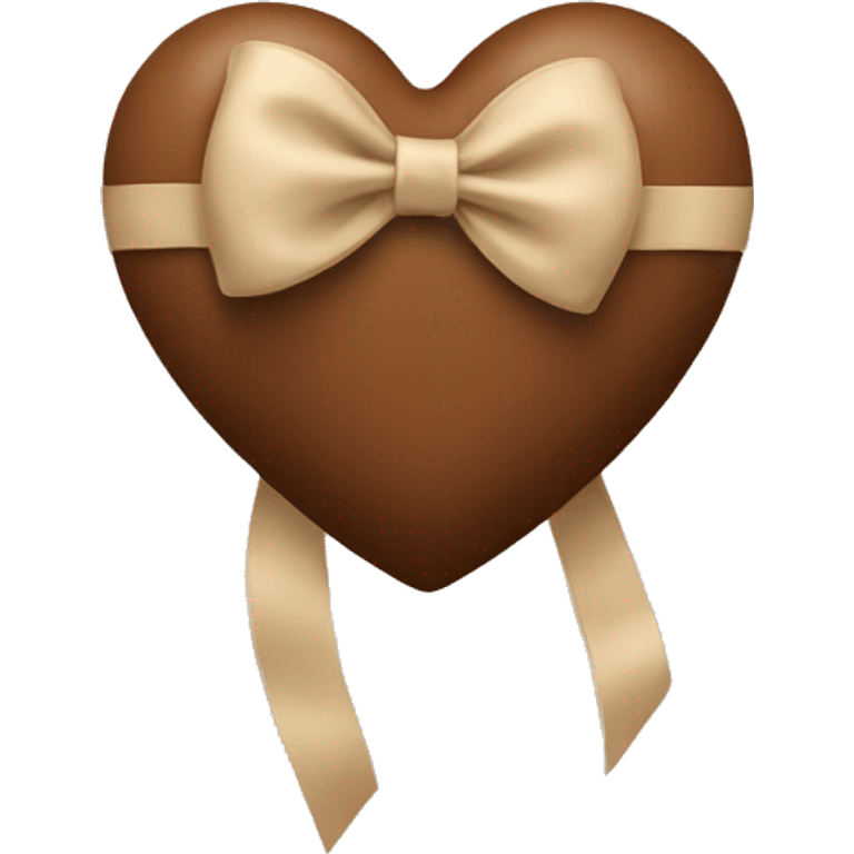 brown heart with beige bow emoji