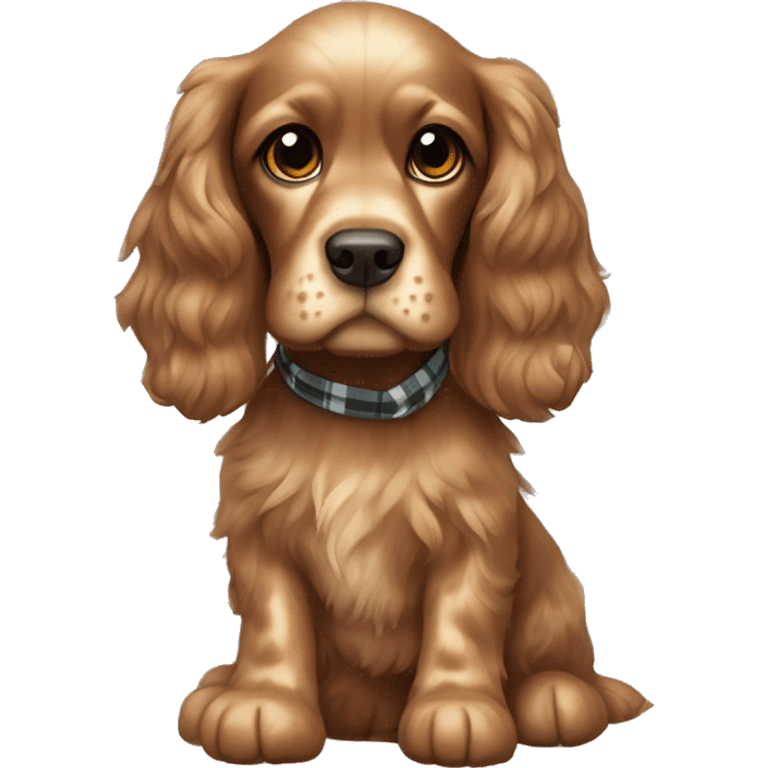 cocker spaniel in plaid emoji