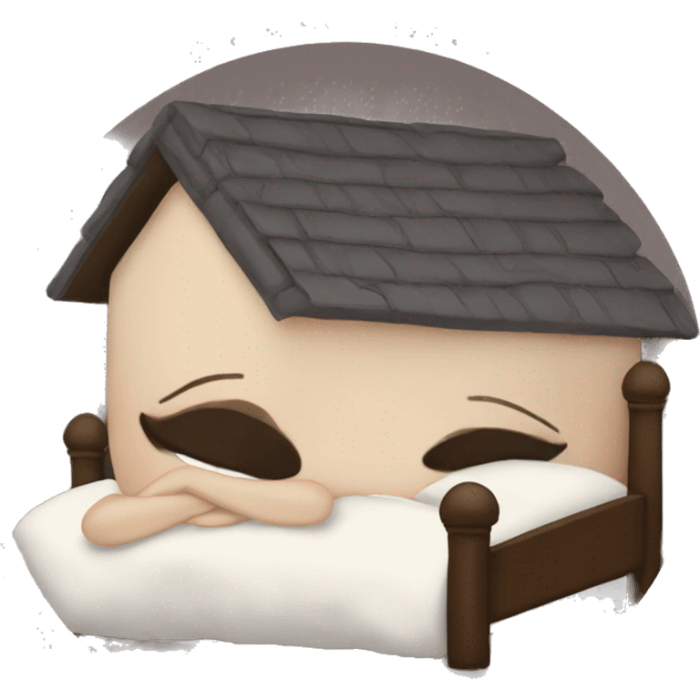 brunette sleeping and dreaming at a big house  emoji