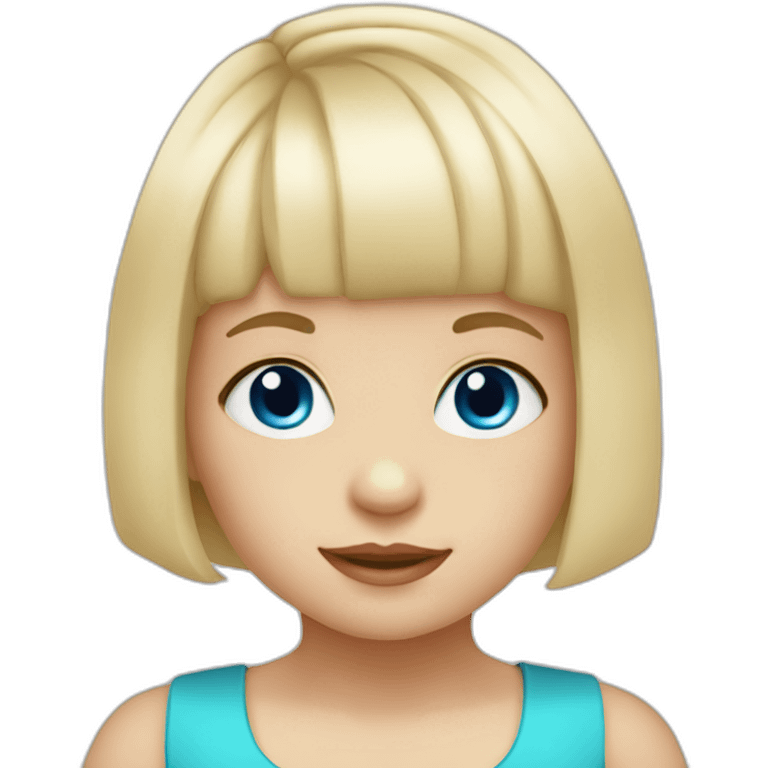 Blue eyed Toddler white blonde girl with a bob cut and bangs emoji