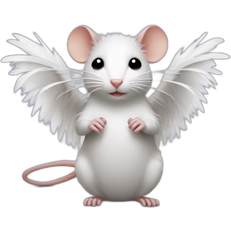 rat with white feather wings who is holding a star emoji