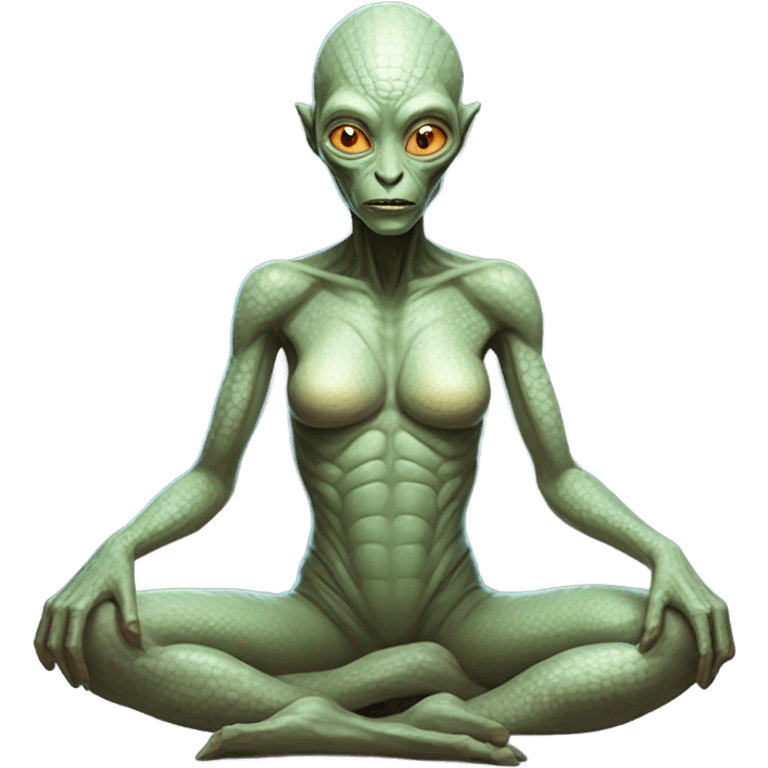 a Reptilian alien woman,in meditation emoji