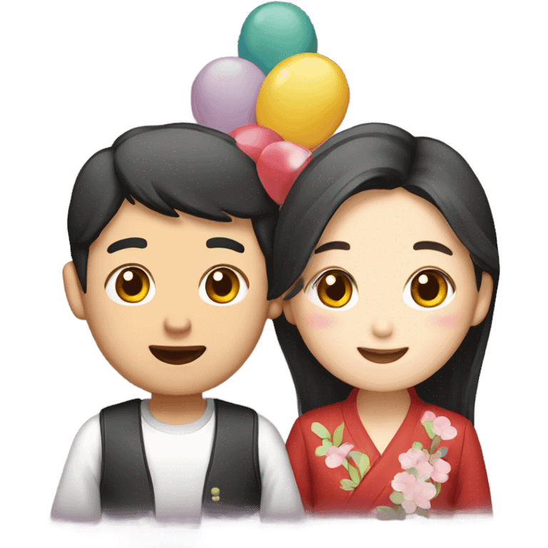 Korean couple celebrating birthday emoji