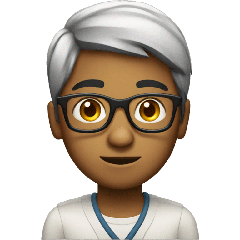 Indian boy with spectacles coding emoji