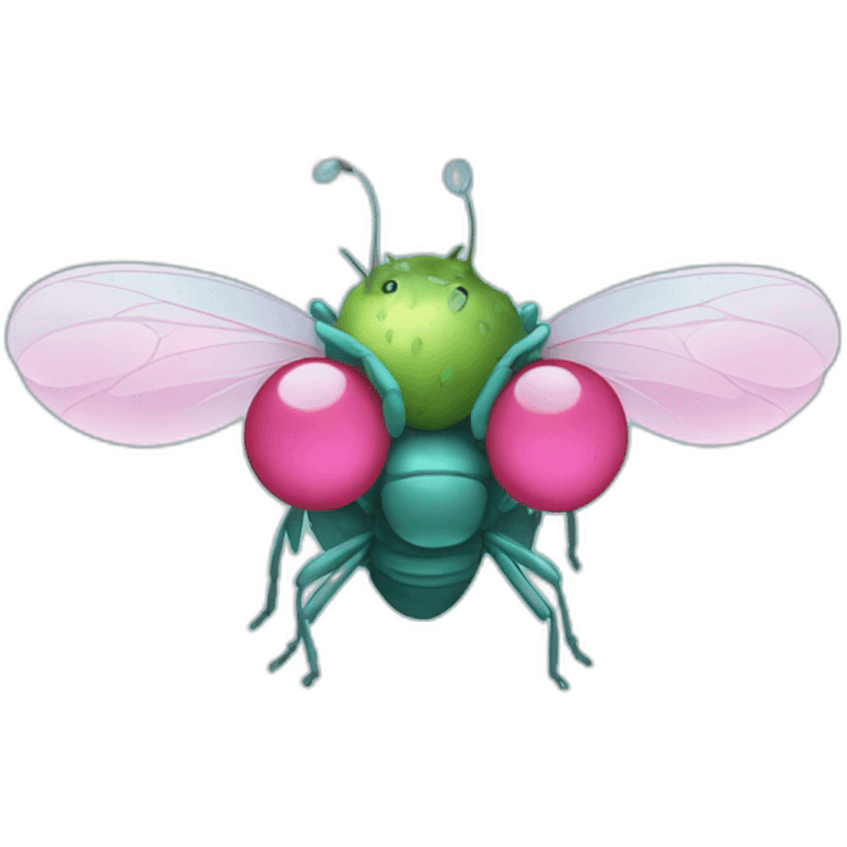 cyan fruit fly holding pink fruits emoji