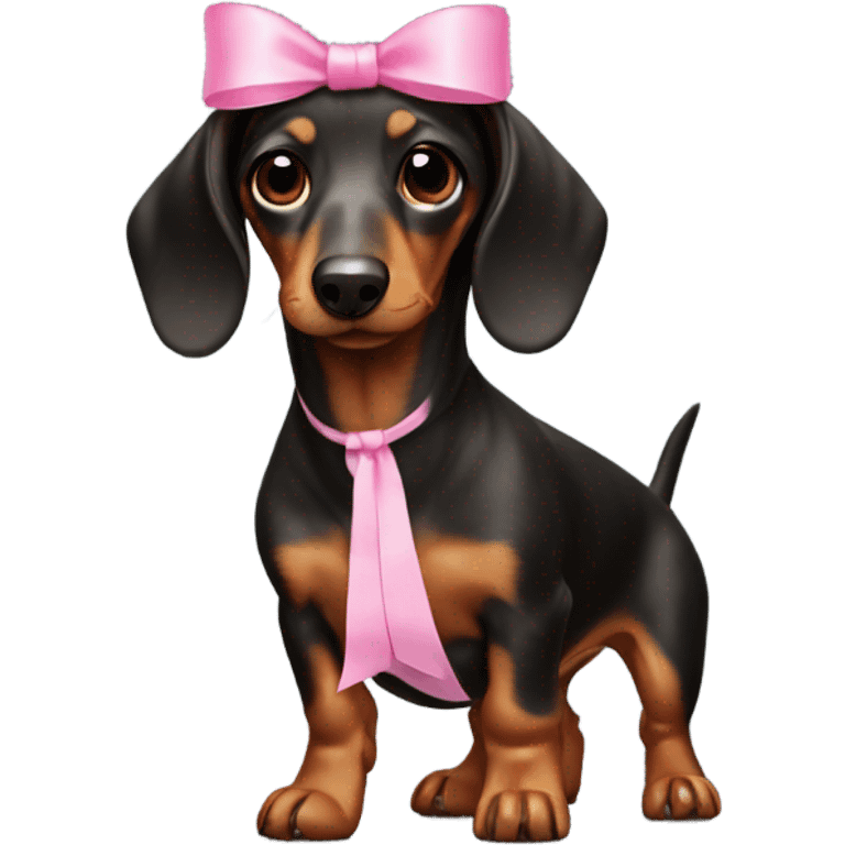 small sausage dog with pink bow emoji