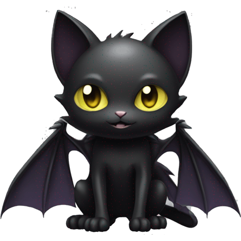 Shiny Dark-type-Poison-type-Fakémon-Bat-Cat full body emoji