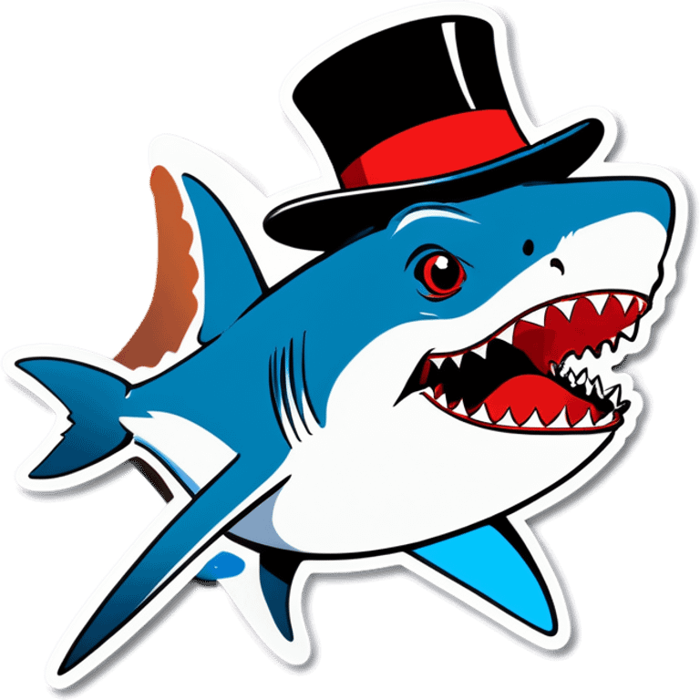 Shark with a top hat emoji