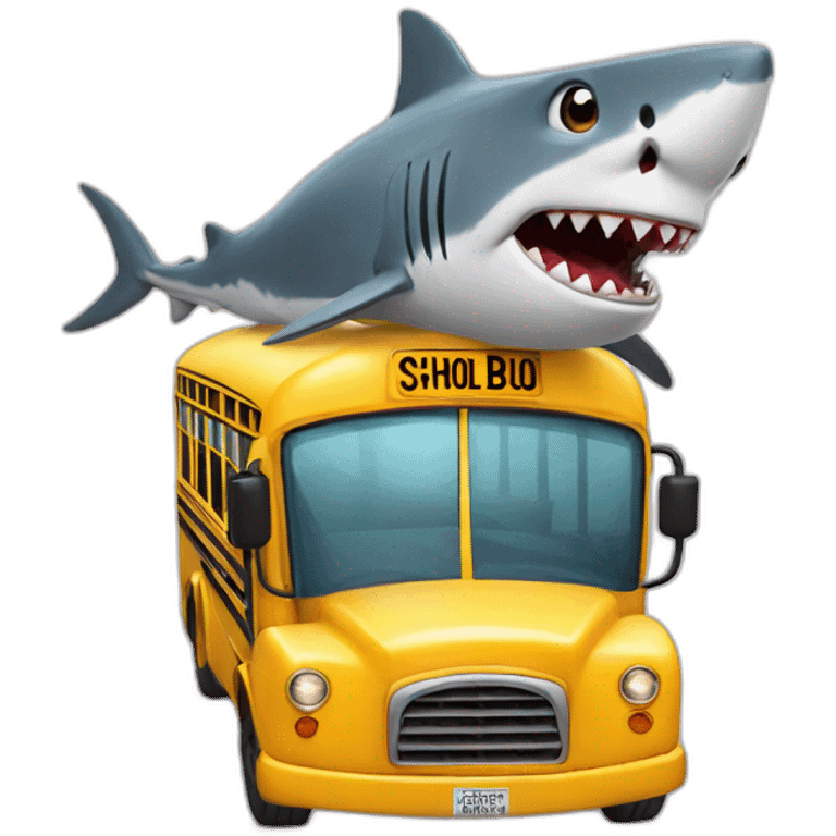 shark driving a school bus emoji