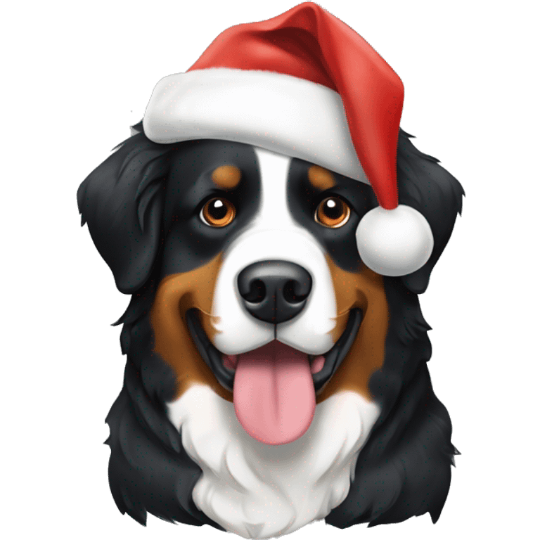 Bernese mountain dog with Santa hat emoji