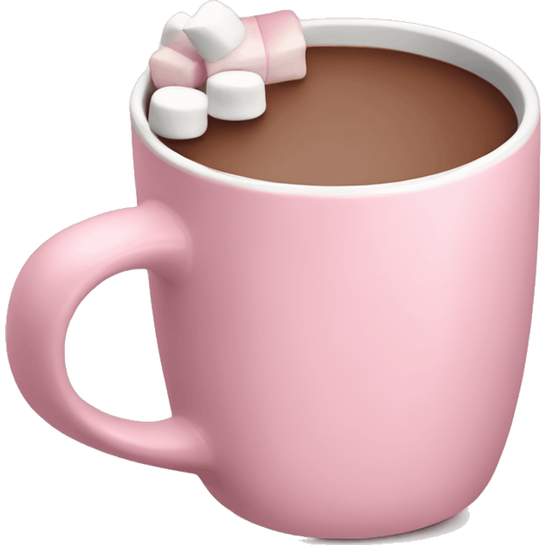 Light Pink mug of hot chocolate with marshmallows  emoji