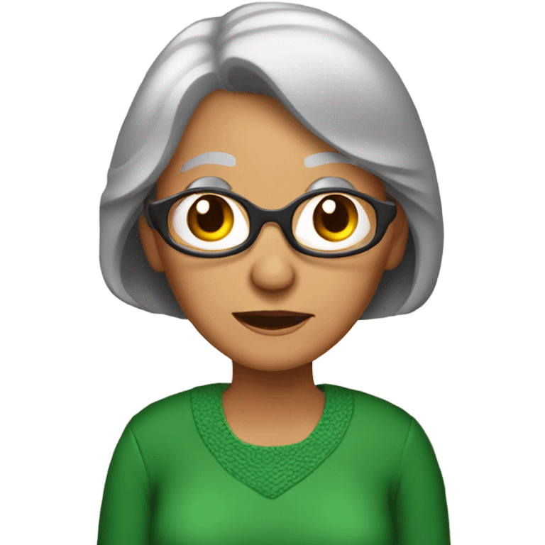 70-year-old mom with a gray bob who is turning off the Christmas tree lights emoji