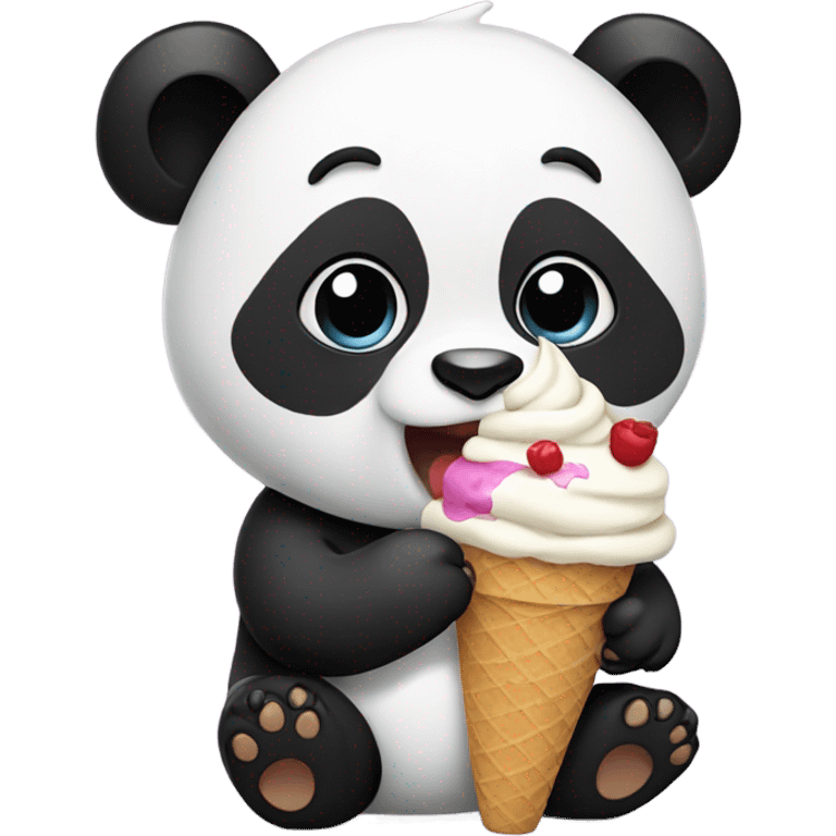 Panda eating ice cream emoji