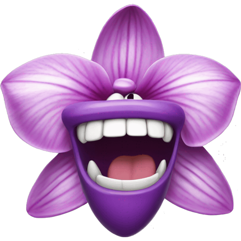 a laughing orchid emoji