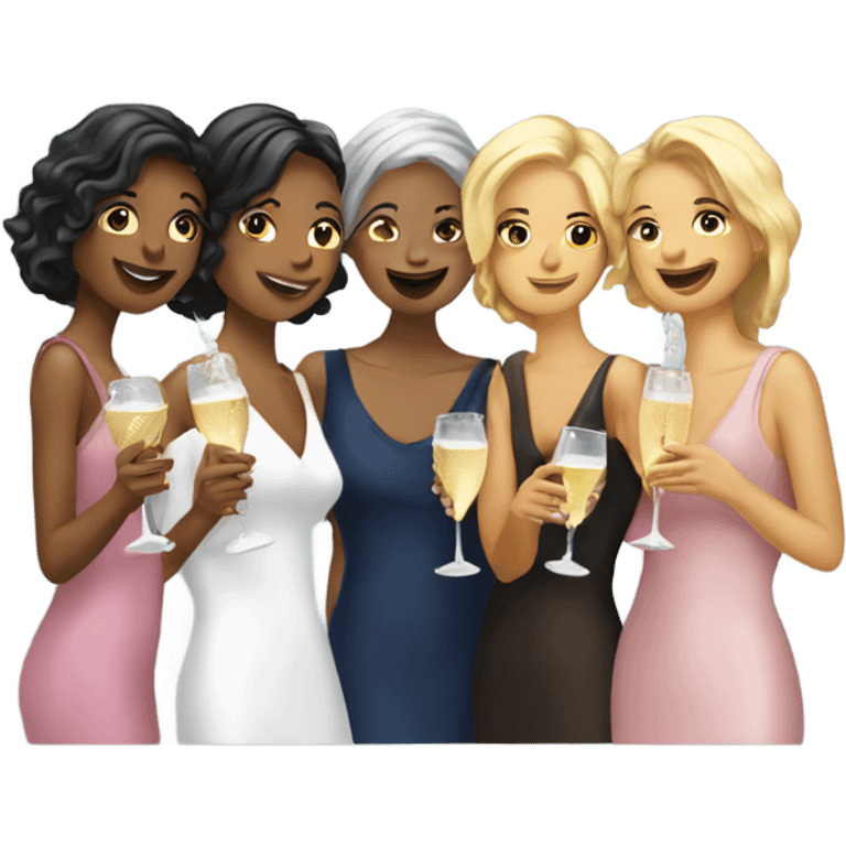 6 ladies drinking Prosecco  emoji