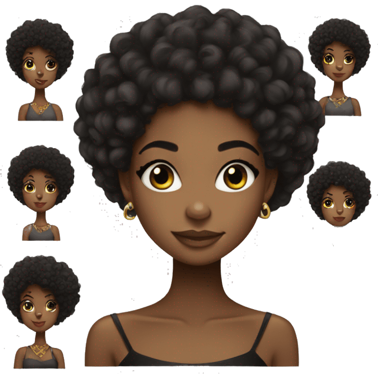 Black girl curly afro luxury emoji