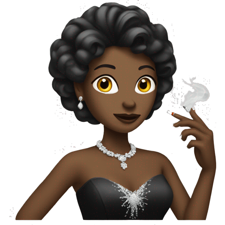 Woman wearing black wedding dress holding a cigarette  emoji