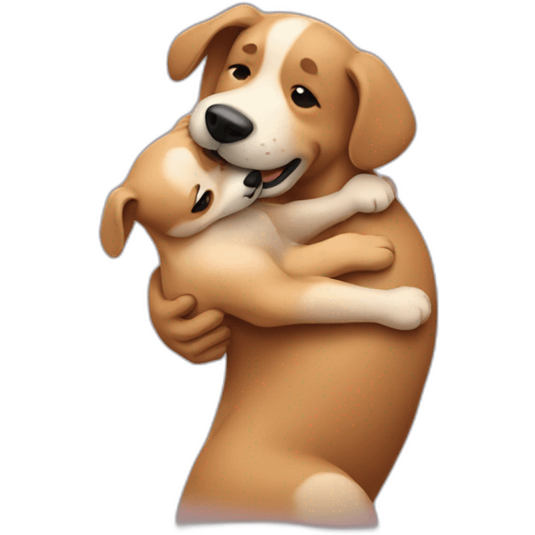 Dog giving person a hug emoji